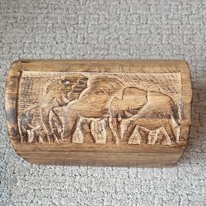 Wooden Elephant Carved Box